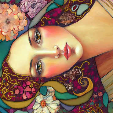 Art Nouveau Woman with Floral and Gold Accents 500 Jigsaw Puzzle 3D Modell