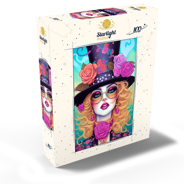 Retro Glamour Woman with Floral Top Hat 100 Jigsaw Puzzle box view2