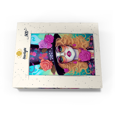 Retro Glamour Woman with Floral Top Hat 500 Jigsaw Puzzle box view3