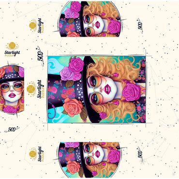 Retro Glamour Woman with Floral Top Hat 500 Jigsaw Puzzle box 3D Modell