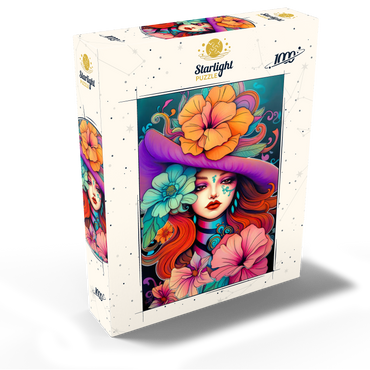 Floral Muse with Violet Hat and Fiery Hair 1000 Jigsaw Puzzle box view2