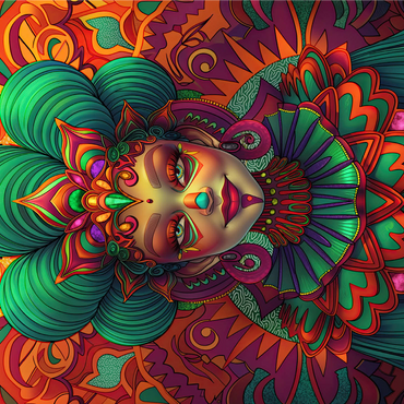 Vibrant Fantasy Woman in Ornate Cultural Attire 1000 Jigsaw Puzzle 3D Modell