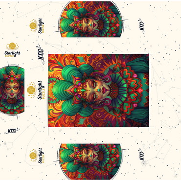 Vibrant Fantasy Woman in Ornate Cultural Attire 1000 Jigsaw Puzzle box 3D Modell