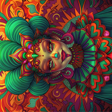 Vibrant Fantasy Woman in Ornate Cultural Attire 100 Jigsaw Puzzle 3D Modell