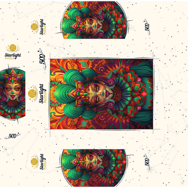 Vibrant Fantasy Woman in Ornate Cultural Attire 500 Jigsaw Puzzle box 3D Modell