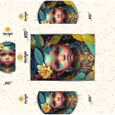 Ethereal Child Portrait with Floral and Tribal Accents 1000 Jigsaw Puzzle box 3D Modell