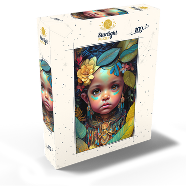 Ethereal Child Portrait with Floral and Tribal Accents 100 Jigsaw Puzzle box view2