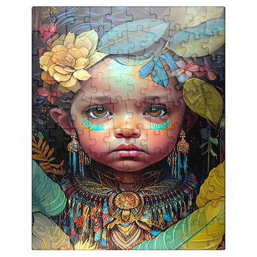 puzzleplate Ethereal Child Portrait with Floral and Tribal Accents 100 Jigsaw Puzzle