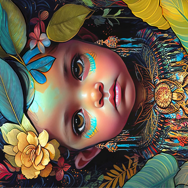 Ethereal Child Portrait with Floral and Tribal Accents 100 Jigsaw Puzzle 3D Modell