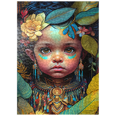 puzzleplate Ethereal Child Portrait with Floral and Tribal Accents 500 Jigsaw Puzzle