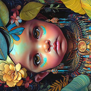 Ethereal Child Portrait with Floral and Tribal Accents 500 Jigsaw Puzzle 3D Modell