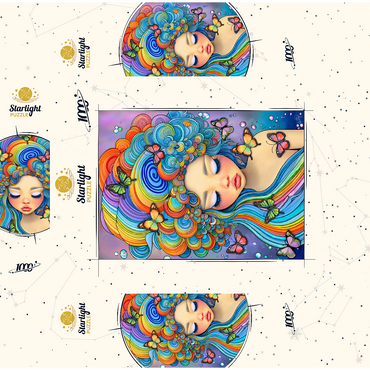 Dreamy Girl with Rainbow Hair and Butterflies 1000 Jigsaw Puzzle box 3D Modell