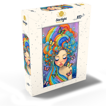 Dreamy Girl with Rainbow Hair and Butterflies 100 Jigsaw Puzzle box view2