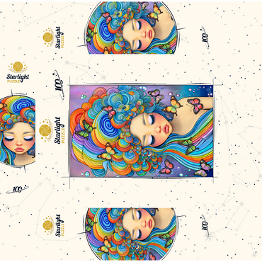 Dreamy Girl with Rainbow Hair and Butterflies 100 Jigsaw Puzzle box 3D Modell