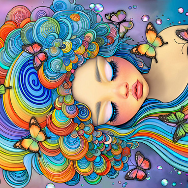 Dreamy Girl with Rainbow Hair and Butterflies 500 Jigsaw Puzzle 3D Modell