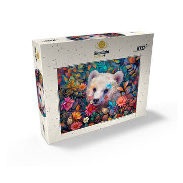 Adorable White Bear Cub Surrounded by Vibrant Flowers 1000 Jigsaw Puzzle box view2