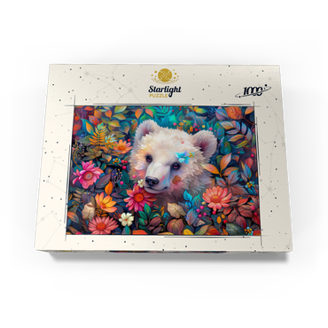 Adorable White Bear Cub Surrounded by Vibrant Flowers 1000 Jigsaw Puzzle box view3