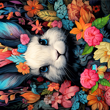 Whimsical Bunny in a Floral Wonderland 1000 Jigsaw Puzzle 3D Modell