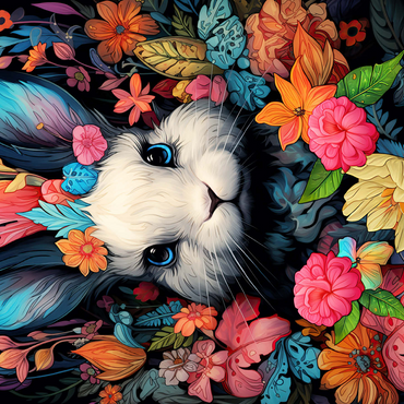 Whimsical Bunny in a Floral Wonderland 500 Jigsaw Puzzle 3D Modell