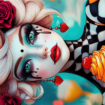 Whimsical Woman with Cupcake and Surreal Makeup 1000 Jigsaw Puzzle 3D Modell