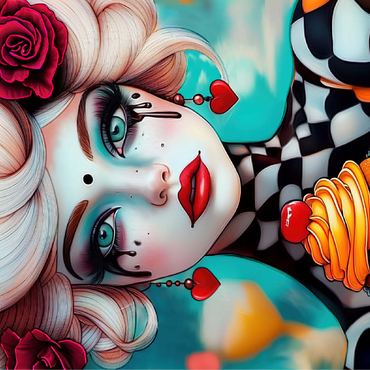 Whimsical Woman with Cupcake and Surreal Makeup 100 Jigsaw Puzzle 3D Modell