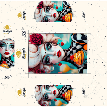 Whimsical Woman with Cupcake and Surreal Makeup 500 Jigsaw Puzzle box 3D Modell