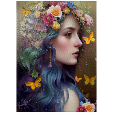 puzzleplate Ethereal Woman with Floral Crown and Butterflies 1000 Jigsaw Puzzle