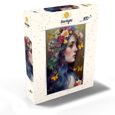 Ethereal Woman with Floral Crown and Butterflies 100 Jigsaw Puzzle box view2