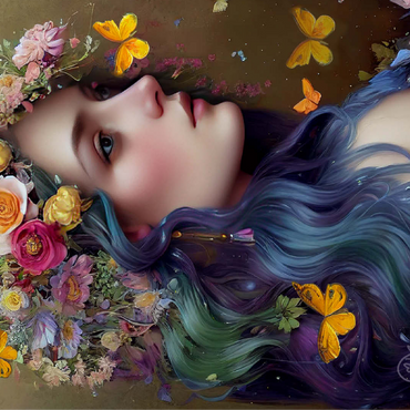 Ethereal Woman with Floral Crown and Butterflies 100 Jigsaw Puzzle 3D Modell