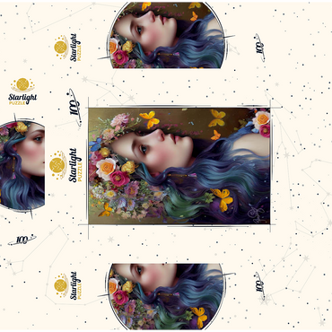 Ethereal Woman with Floral Crown and Butterflies 100 Jigsaw Puzzle box 3D Modell
