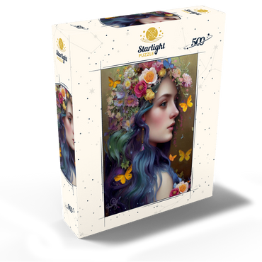 Ethereal Woman with Floral Crown and Butterflies 500 Jigsaw Puzzle box view2