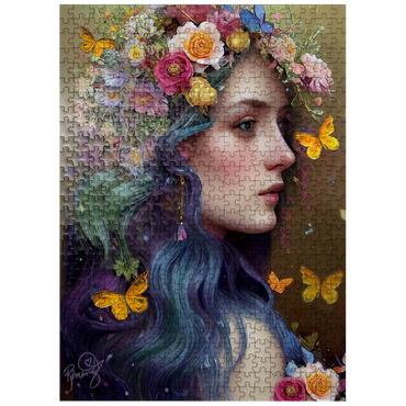 puzzleplate Ethereal Woman with Floral Crown and Butterflies 500 Jigsaw Puzzle
