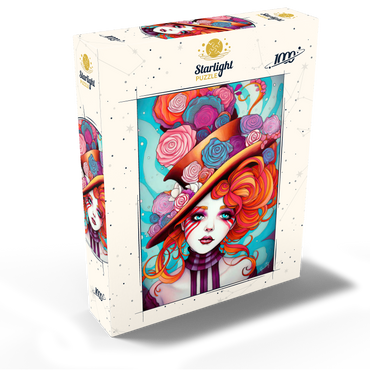 Whimsical Rose Hat and Fiery Hair Portrait 1000 Jigsaw Puzzle box view2