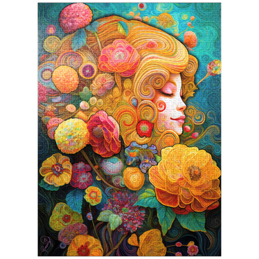 puzzleplate Golden Floral Dreams in Swirling Harmony 1000 Jigsaw Puzzle