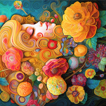 Golden Floral Dreams in Swirling Harmony 1000 Jigsaw Puzzle 3D Modell