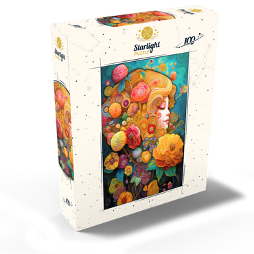 Golden Floral Dreams in Swirling Harmony 100 Jigsaw Puzzle box view2