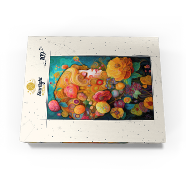 Golden Floral Dreams in Swirling Harmony 100 Jigsaw Puzzle box view3