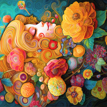Golden Floral Dreams in Swirling Harmony 100 Jigsaw Puzzle 3D Modell