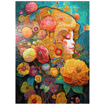 puzzleplate Golden Floral Dreams in Swirling Harmony 500 Jigsaw Puzzle