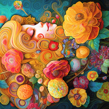 Golden Floral Dreams in Swirling Harmony 500 Jigsaw Puzzle 3D Modell