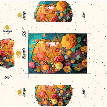 Golden Floral Dreams in Swirling Harmony 500 Jigsaw Puzzle box 3D Modell