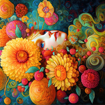 Sunlit Blossoms and Raspberry Dreams 100 Jigsaw Puzzle 3D Modell