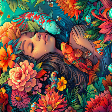 Underwater Dream with Koi and Blooms 100 Jigsaw Puzzle 3D Modell