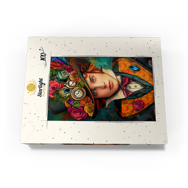 Whimsical Steampunk Gentleman with Floral and Clock-Adorned Hat 100 Jigsaw Puzzle box view3