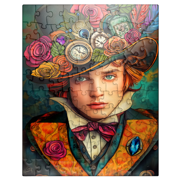 puzzleplate Whimsical Steampunk Gentleman with Floral and Clock-Adorned Hat 100 Jigsaw Puzzle
