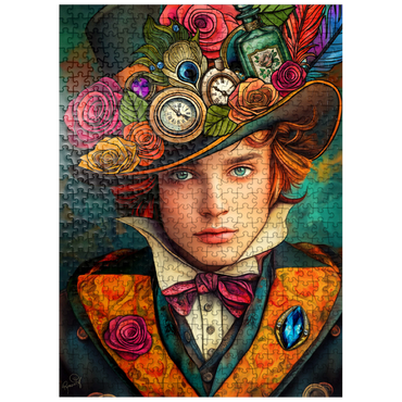 puzzleplate Whimsical Steampunk Gentleman with Floral and Clock-Adorned Hat 500 Jigsaw Puzzle