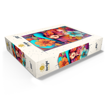 Floral Crowned Woman in Cyan Hat 1000 Jigsaw Puzzle box view1