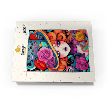 Whimsical Redhead in Rose-Embellished Hat 1000 Jigsaw Puzzle box view3