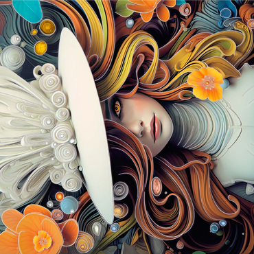 Mystical Woman in Feathered White Hat 1000 Jigsaw Puzzle 3D Modell