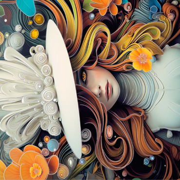 Mystical Woman in Feathered White Hat 100 Jigsaw Puzzle 3D Modell